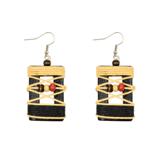 Picture of geometric balsa wood earrings