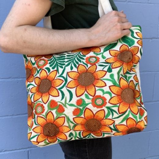 Picture of embroidered sunflower tote